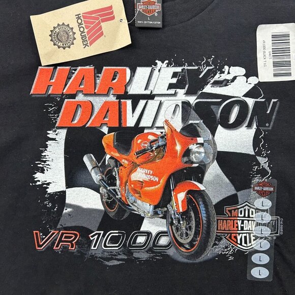 Vintage Harley Davidson Graphic Tee Mens Large VR1000 Dead Stock y2k Flames - Picture 3 of 9